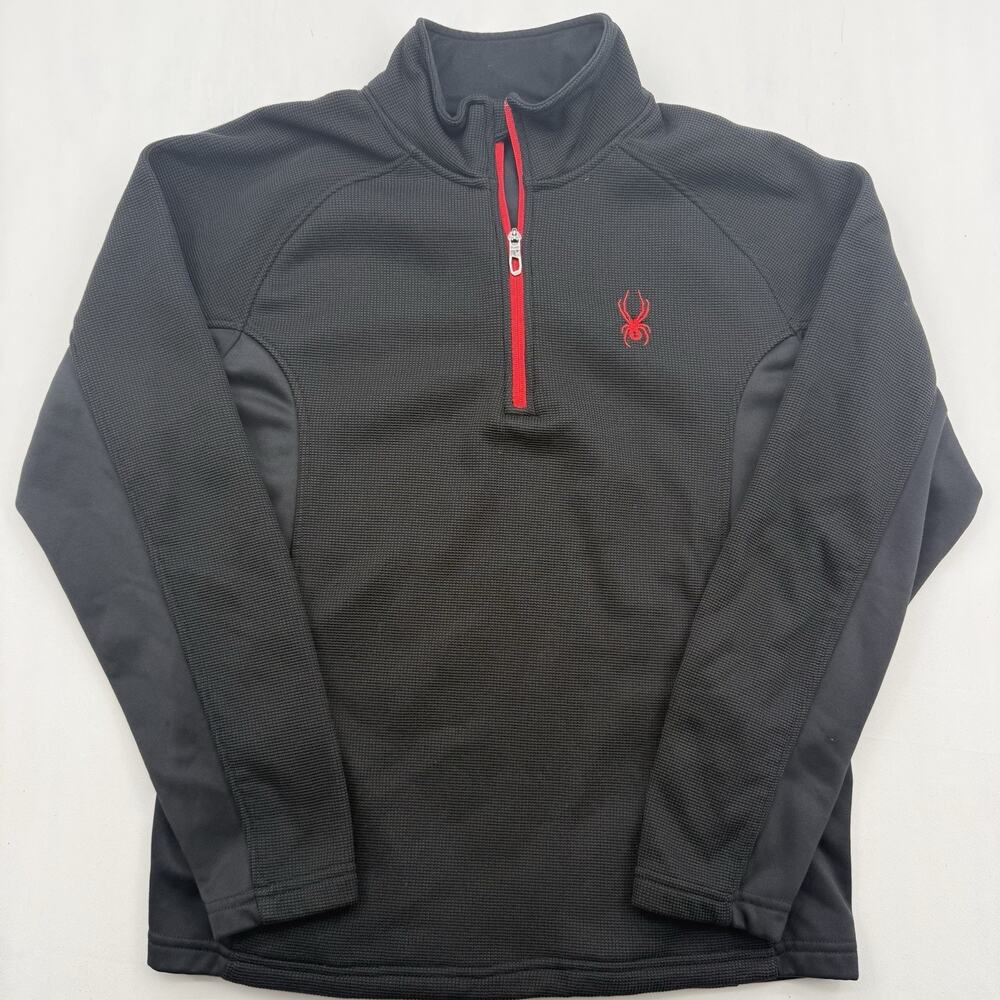 Spyder Outbound 1/2 Zip Midweight Core L Men's Sweater Jacket BLK/BLK Red Trim